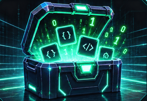 Glowing digital code chest