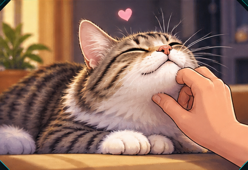 A happy cat being petted